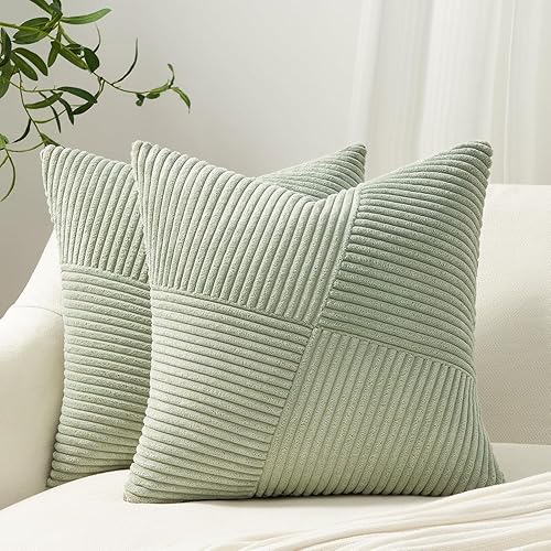 Topfinel Lot de 2 Housses Coussin Vert Sauge 45x45 Velours