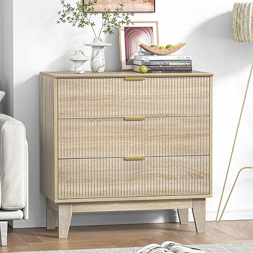 SONGMICS Commode 4 Tiroirs Tissu Noir/Or
