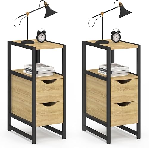 IDMarket Lot de 2 Tables de Chevet Detroit