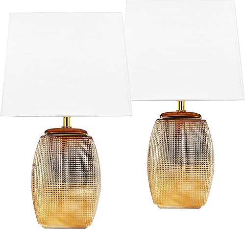 BRUBAKER Lampe de Table Céramique Dorée Lot de 2