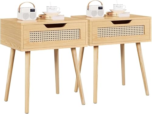 HOSTACK Lot de 2 Tables de Chevet Noir/Or