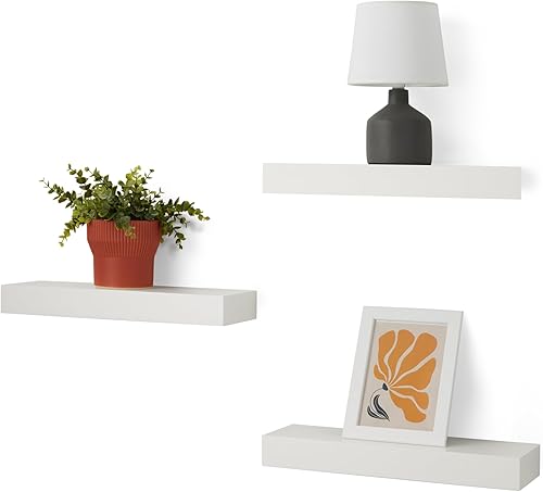 Amazon Basics Lot de 3 Étagères Flottantes Blanc