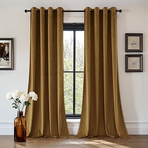 MIULEE Rideaux Velours Doré Foncé 140x245 Lot de 2