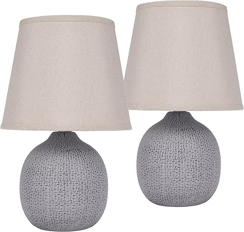 BRUBAKER Lot de 2 Lampes de Chevet Céramique et Lin
