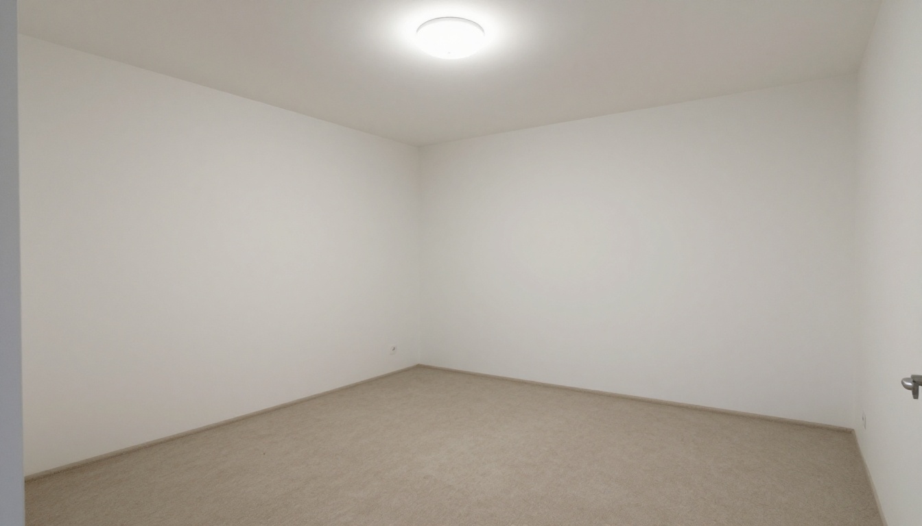 Avant - Chambre vide transformée en espace contemporain avec mur vert sauge et velours