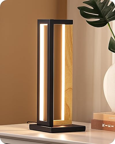 EDISHINE Lampe de Chevet Tactile Métal et Bois