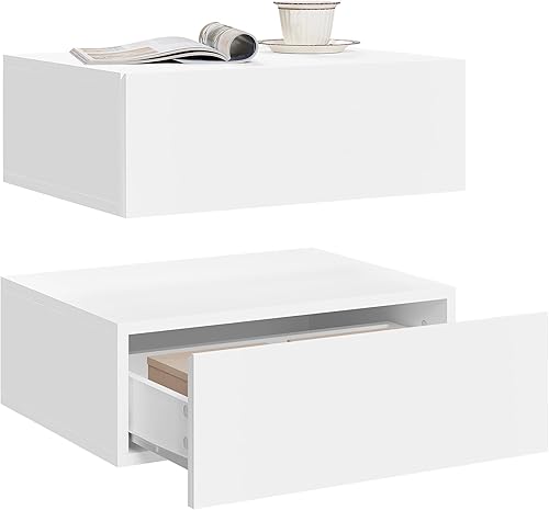 WOLTU Lot de 2 Tables de Chevet Suspendues Blanc
