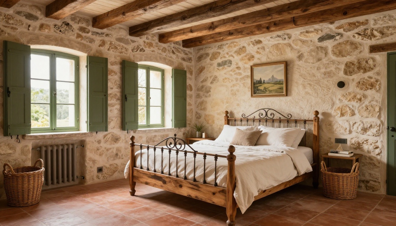 Votre chambre manque d’âme ? Le style rustique campagne marie bois massif patiné, lin brut et pierre naturelle pour une douceur authentique. Guide complet avec plan 3D gratuit.