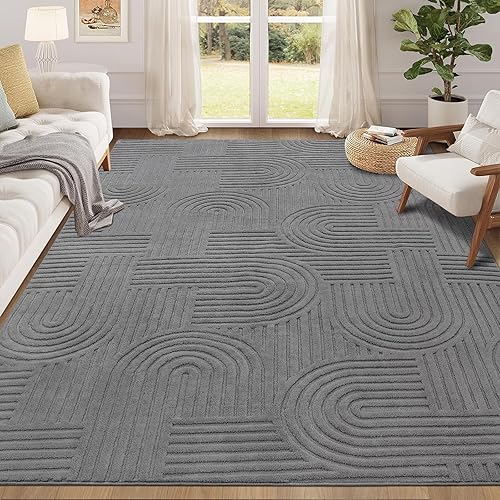 Tapis Salon Moelleux Gris 160x230 cm Antidérapant Lavable