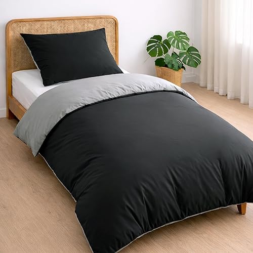 Housse de Couette Satin Noir 220x240